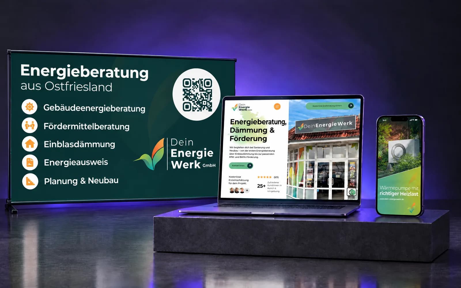 Dein Energiewerk: Website, SEO, Print und Social Media, dazu Telefonie und Netzwerk