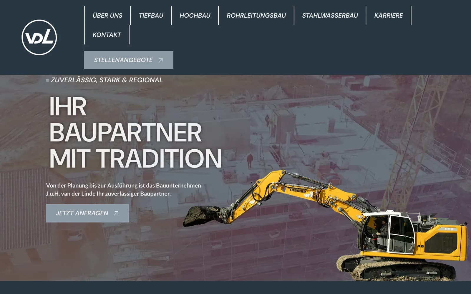 J.u.H. van der Linde GmbH & Co. KG — Website, Desktop-Ansicht