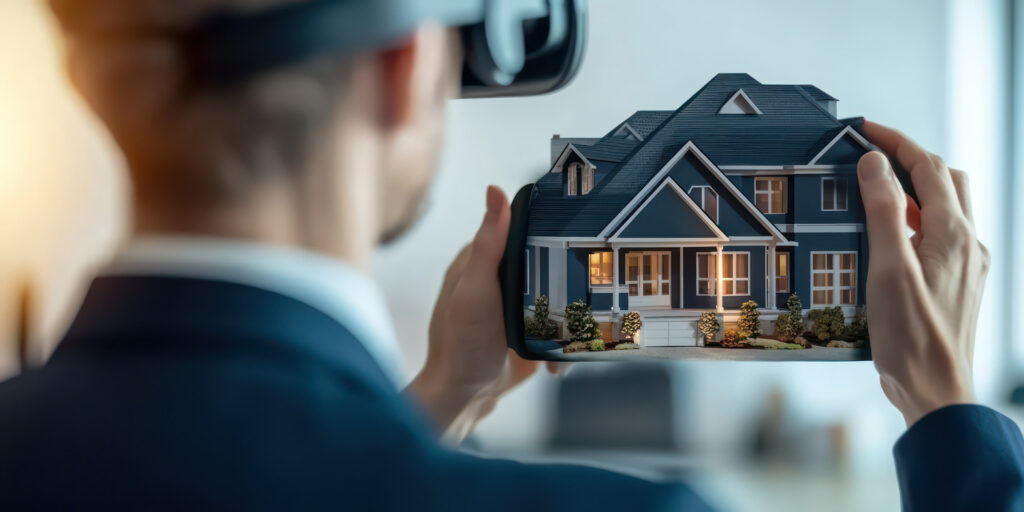 360 ° Tours Ansicht vom Miniaturhaus mit 3D-Brille