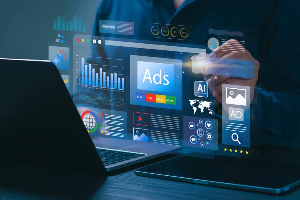 Digitales Marketing Handel Online-Verkaufskonzept, Geschäftsmann